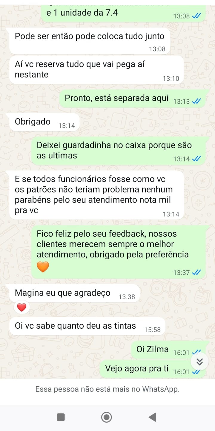 Print de depoimento real de cliente Santanna pelo WhatsApp