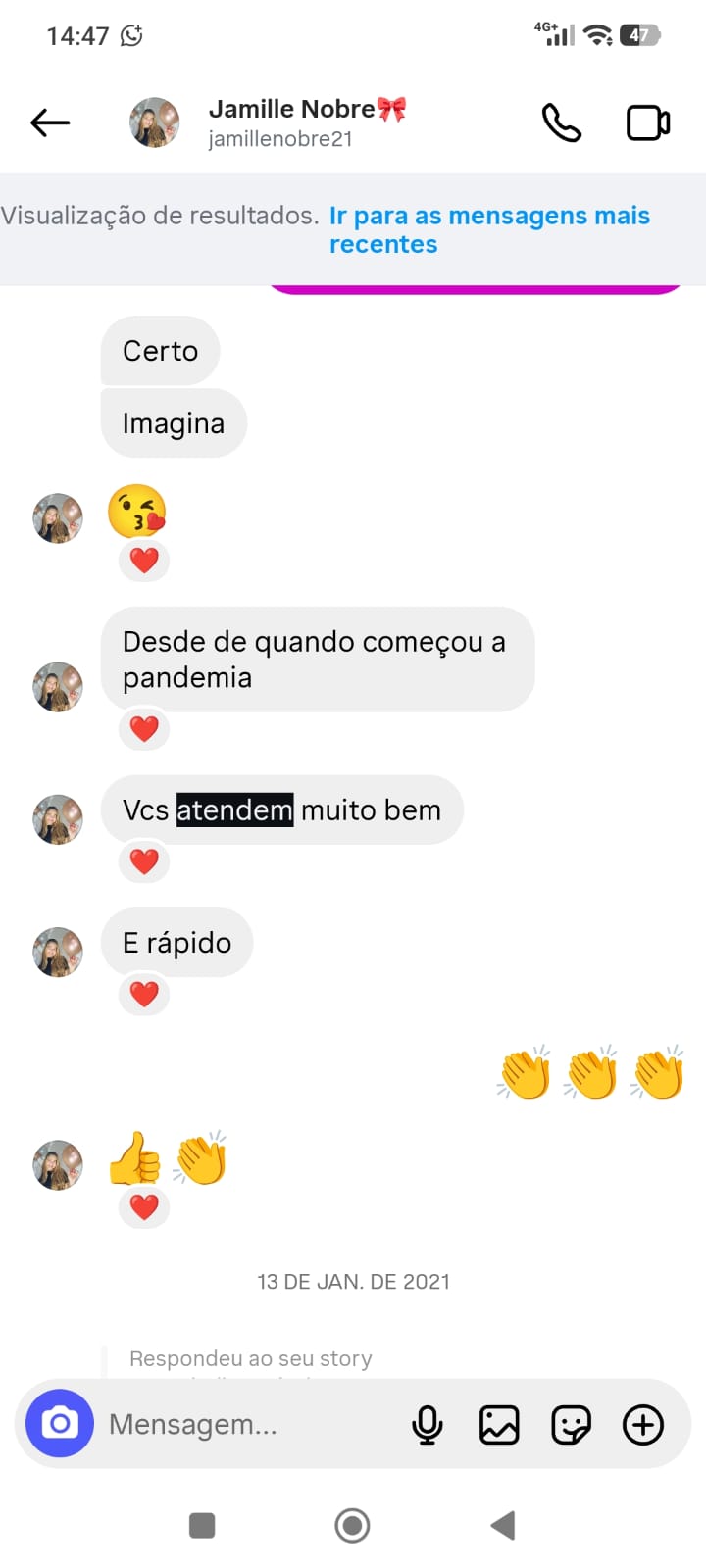 Print de depoimento real de cliente Santanna no Instagram