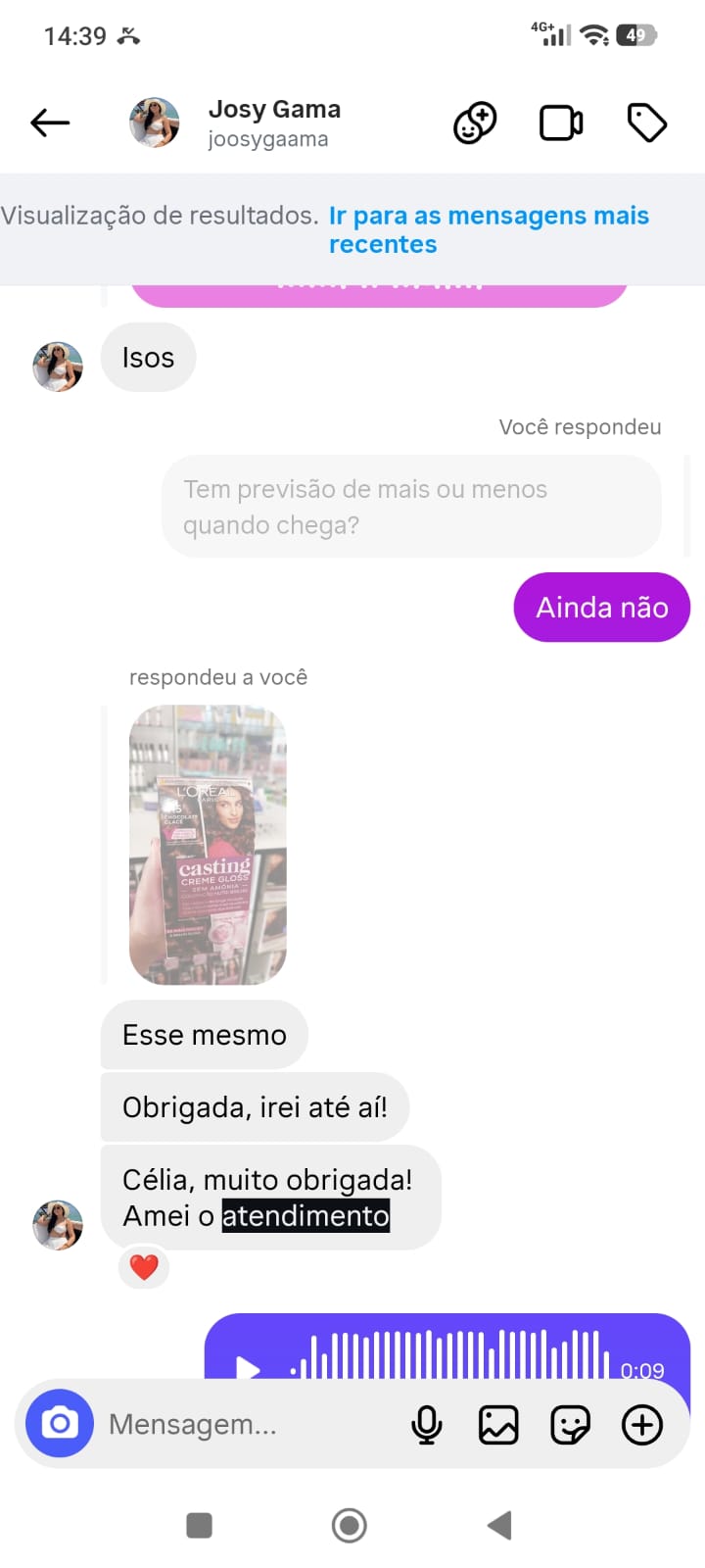 Print de mensagem real de cliente Santanna sobre atendimento
