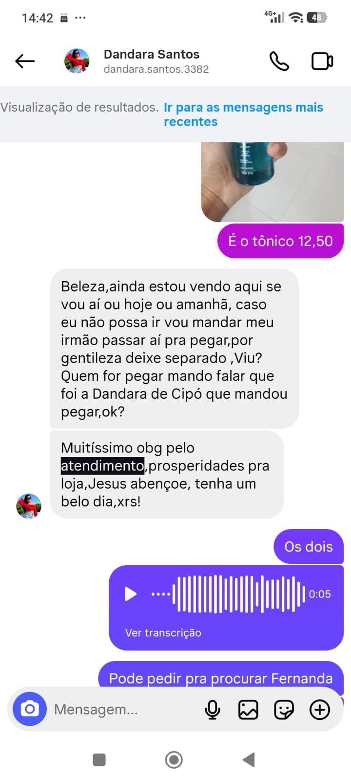 Print de depoimento real de cliente Santanna pelo Instagram
